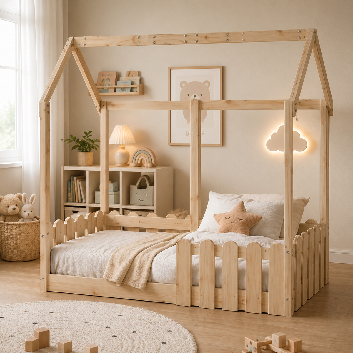 Lit Cabane Marron Clair Maison - Lola