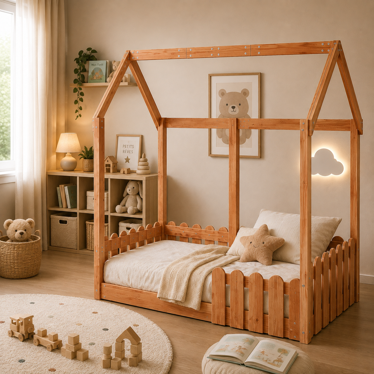 Lit Cabane Marron Cire Maison - Lola