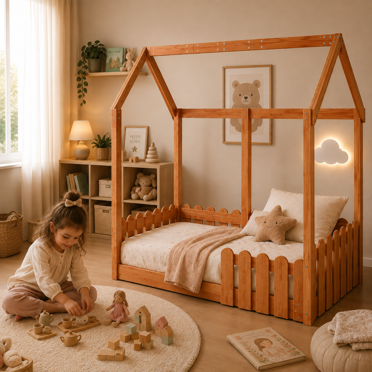 Lit Cabane Marron Cire Maison - Lola